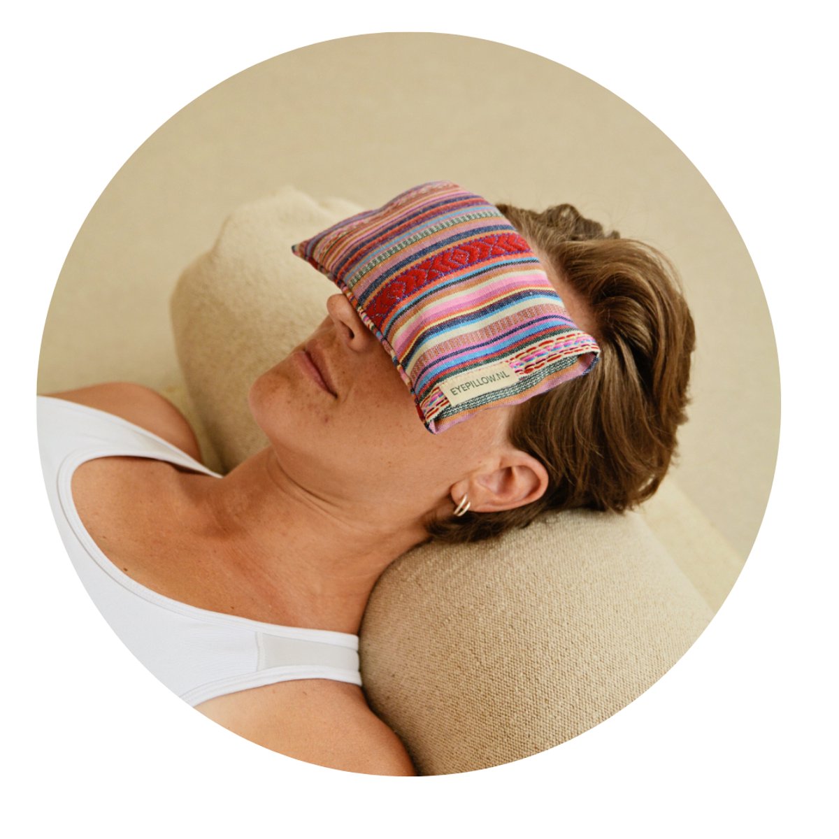 Eyepillow BOHO stripes bergkristal & lavendel