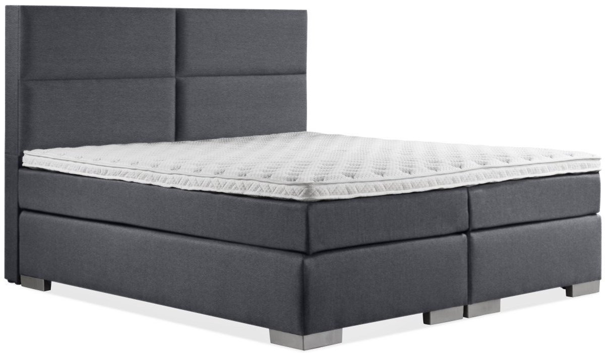 Boxspring Zen - 180x220 - Incl. 4-vaks hoofdbord - Antraciet lederlook