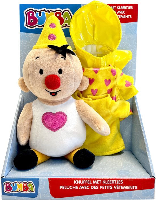 Bumba - Knuffel - Pluche knuffel met kleertjes - Bumba met pyjama, regenjas en standaardoutfit - 25 cm