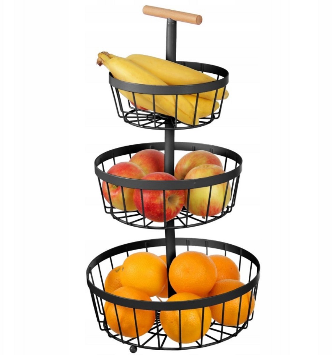 3-Laagse Fruitmand / Fruitschaal – Metaal – Zwart Mat