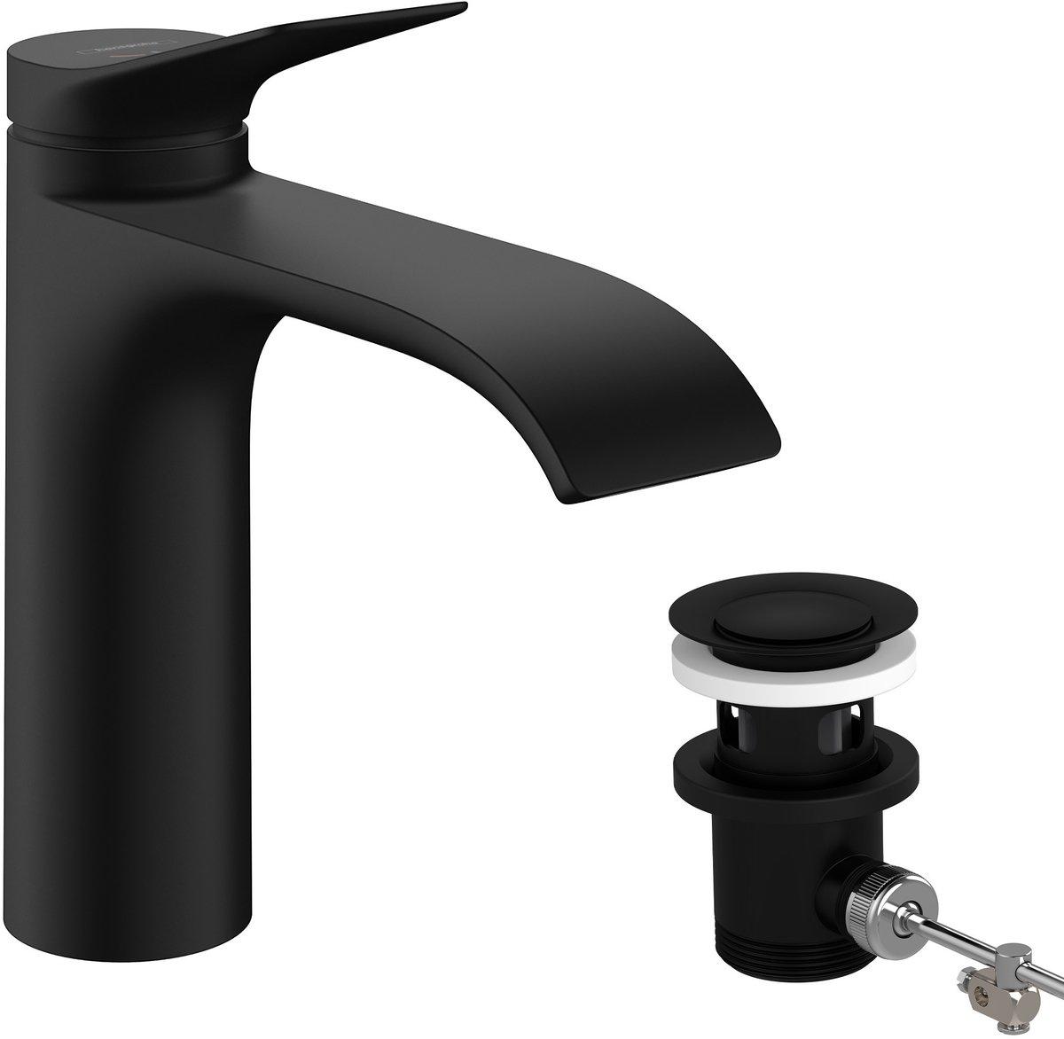 Hansgrohe VIVENIS Eengreeps wastafelmengkraan - 110 - coolstart - met PopUp - trekwaste - mat zwart