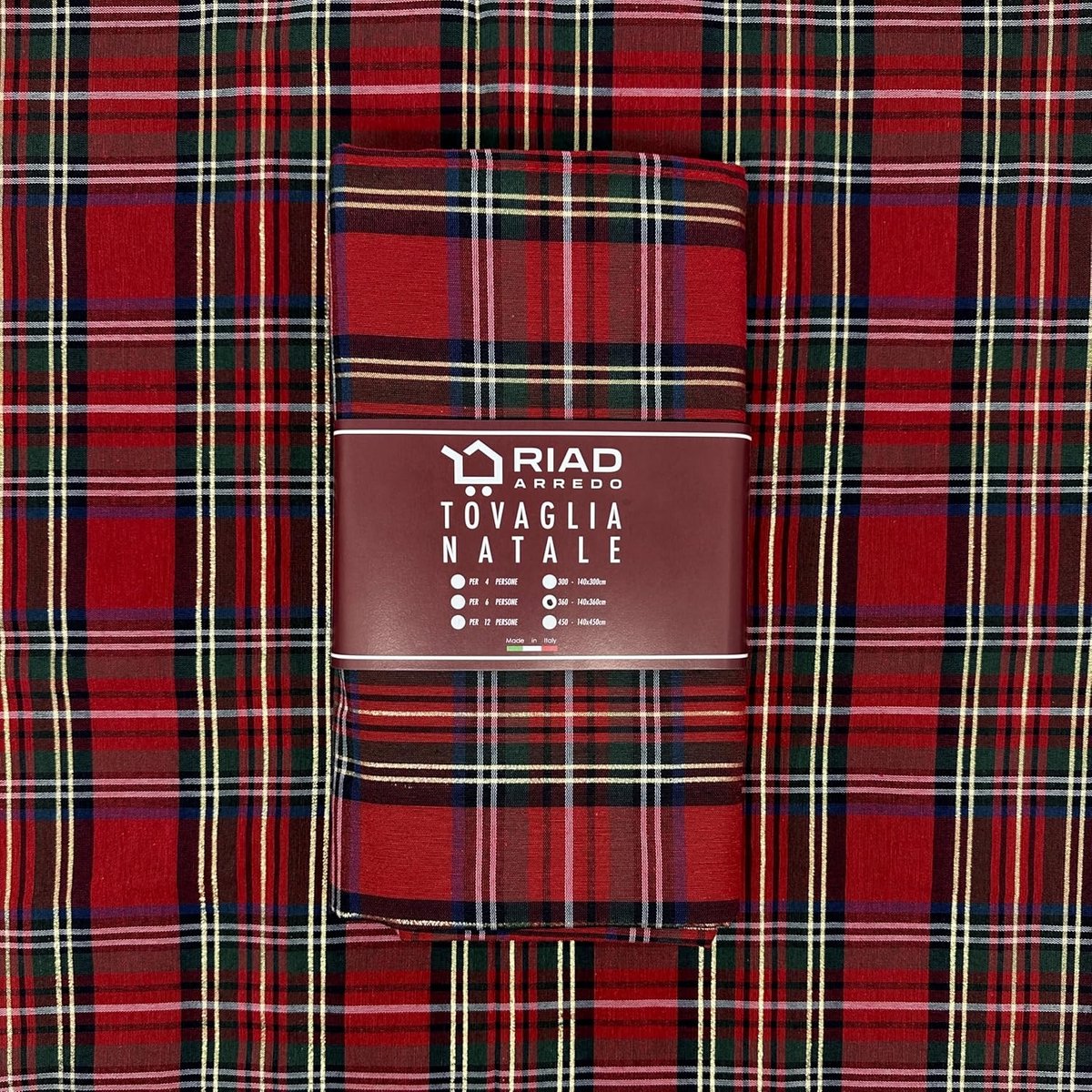Rechthoekig Kersttafelkleed Rood Tartan Ruitpatroon Lurex Luxe Afwerking