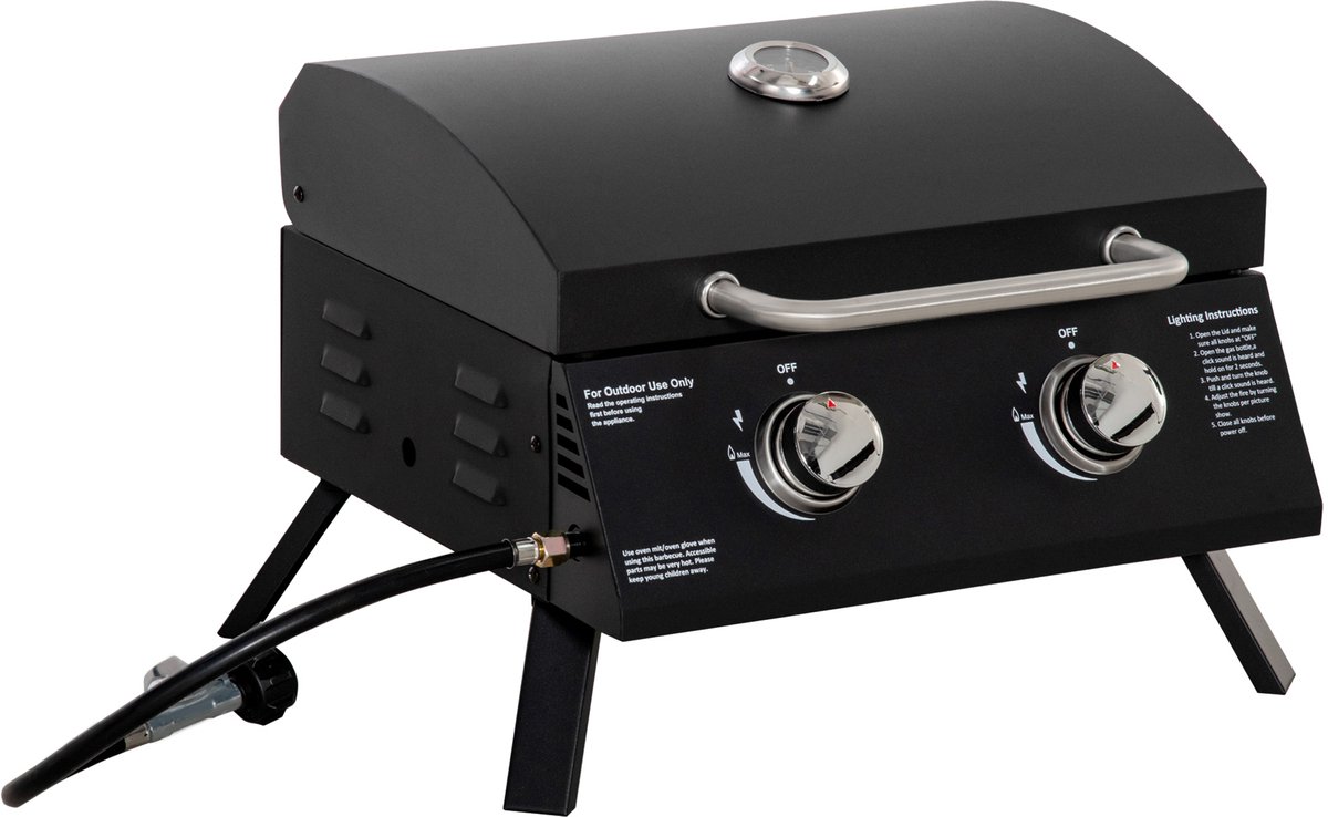 Outsunny-Gas Grill-Kohlenstoffstahl-55L x 46,5B x 41H cm-Schwarz
