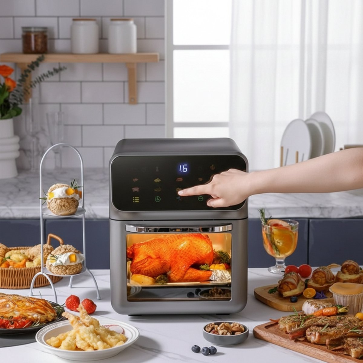 Elektrische airfryer met 10L capaciteit – olievrije heteluchtoven