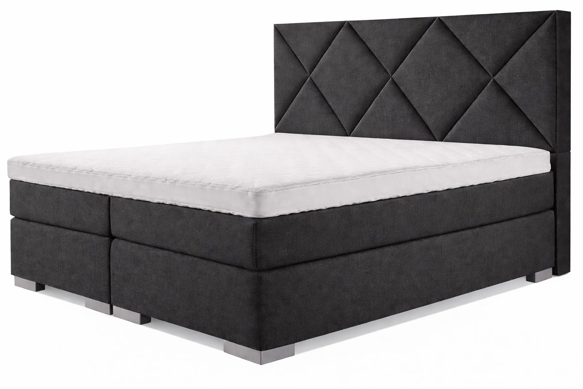 Boxspring Zen - 140x190 - Incl. Ruiten hoofdbord - Zwart