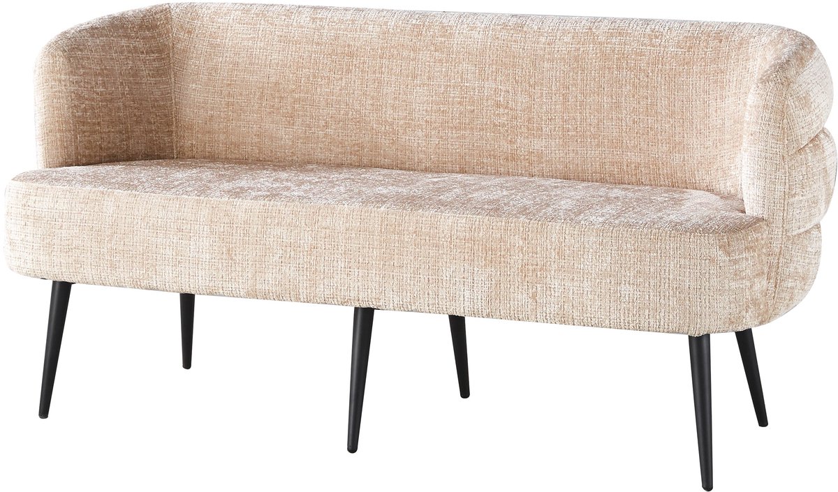 Eetkamerbank met armleuning Quinn 160cm taupe chenille eetbank