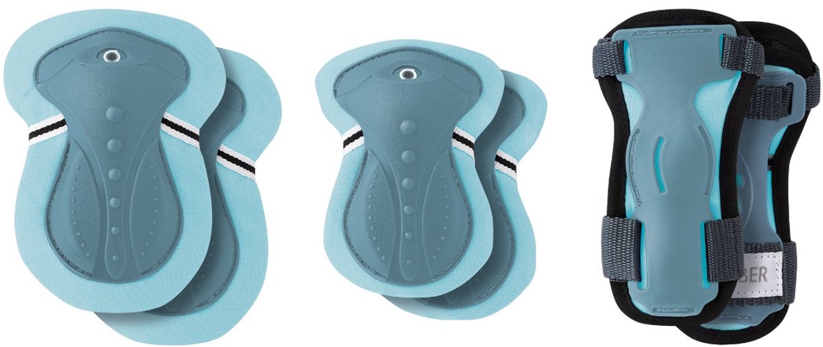 3-pack Beschermset Globber Junior Protective -6-10 Jaar >25kg Pastel Knie Elleboog Pols Voor Steppen Skaten Fietsen Blauw