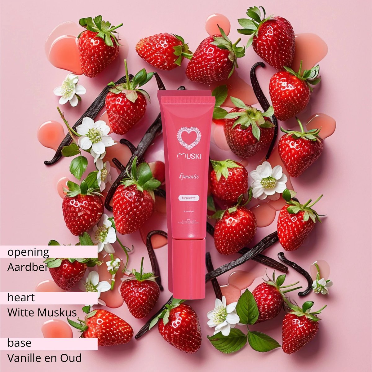 MUSKI Intiemverzorging - Witte Tahara Wasmousse 200ml + Aardbei Musk 30ml - Verzorgingsset Vrouwen