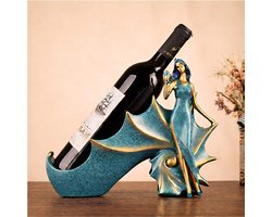 Wijnfleshouder - zeemeermin - aqua - blikvanger - decoratieve wijnhouder - wijnaccessoire - cadeau wijnliefhebber - woondecoratie - wijnrek - wijnflessenhouder - flessenhouder - drankfleshouder - vaderdag - moederdag - verjaardag - groen - blauw