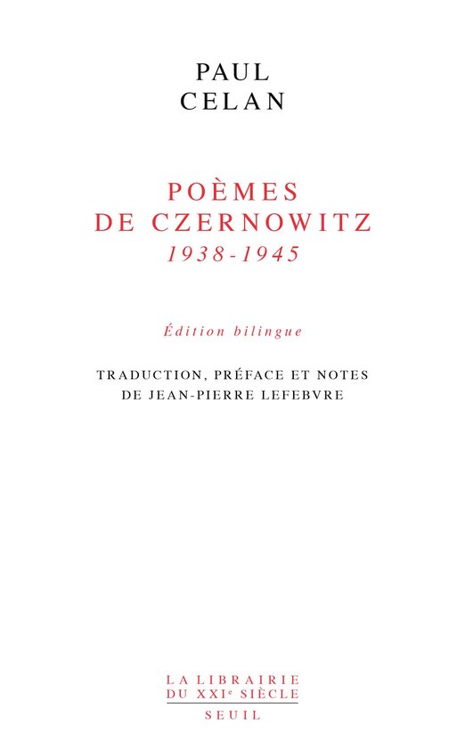 Livre "Poèmes de Czernowitz 1938-1945" de Paul Celan, édition bilingue.