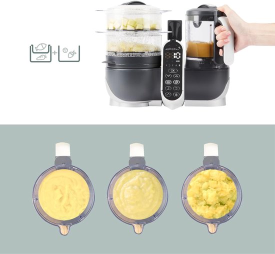 Aura® Stoomkoker baby - Stomer en Blender - 6-in-1 Multifunctionele Baby Cooker - Multifunctionele Robot Cooker - Grijs - 40cm x 25cm x 32cm van Aura — afbeelding 4