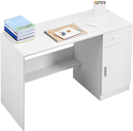 VEVOR Kinderbureau, Klein Bureau met Lade Werktafel Houten Rechthoekig, Wit