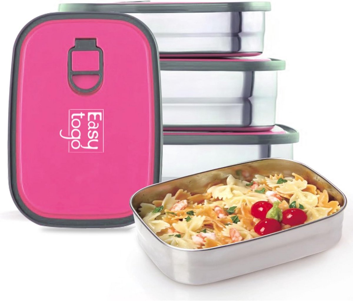 3-Pack Roestvrijstalen Lunchbox Set met Deksel voor Meal Prep en Opslag