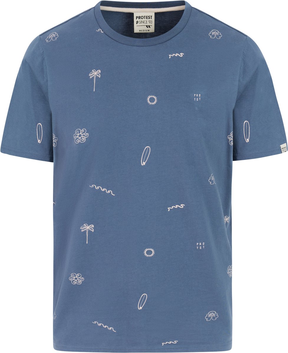 Protest PRTKeely T-shirt Heren Korte mouwen Ronde hals Crème Blauw