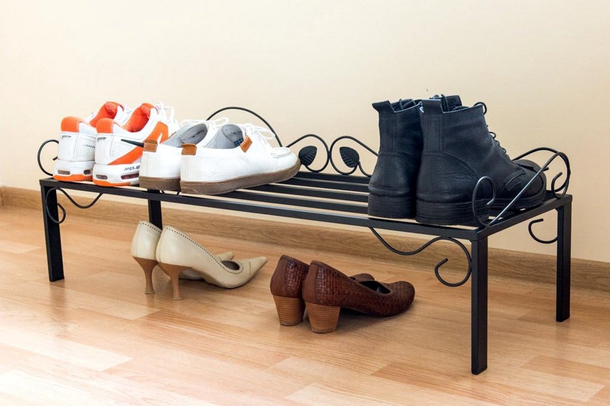 Stijlvol Metalen Schoenenrek - Breed 92 cm - Sierlijk Ontwerp
