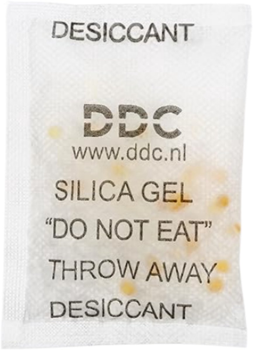 DDC Silica Gel Mix 1 gram Non-Food droogzakje | Met indicator | 100 zakjes | Voor in alle verpakkingen en elektronica, componenten en goederen