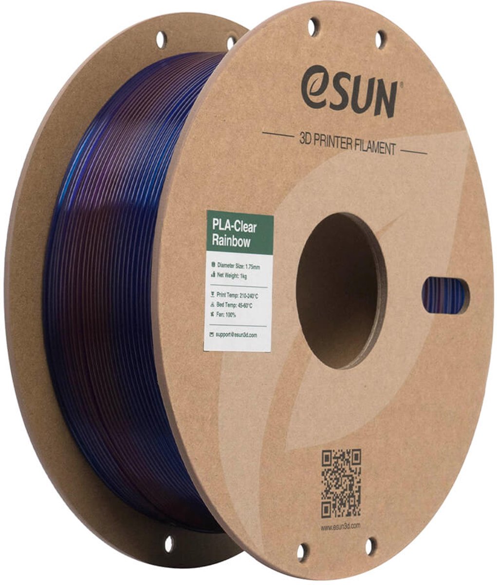 eSun PLA-Clear Rainbow Doorschijnend blauw paars / Transculant blue purple 1 kg - 1.75mm - 3D printer filament