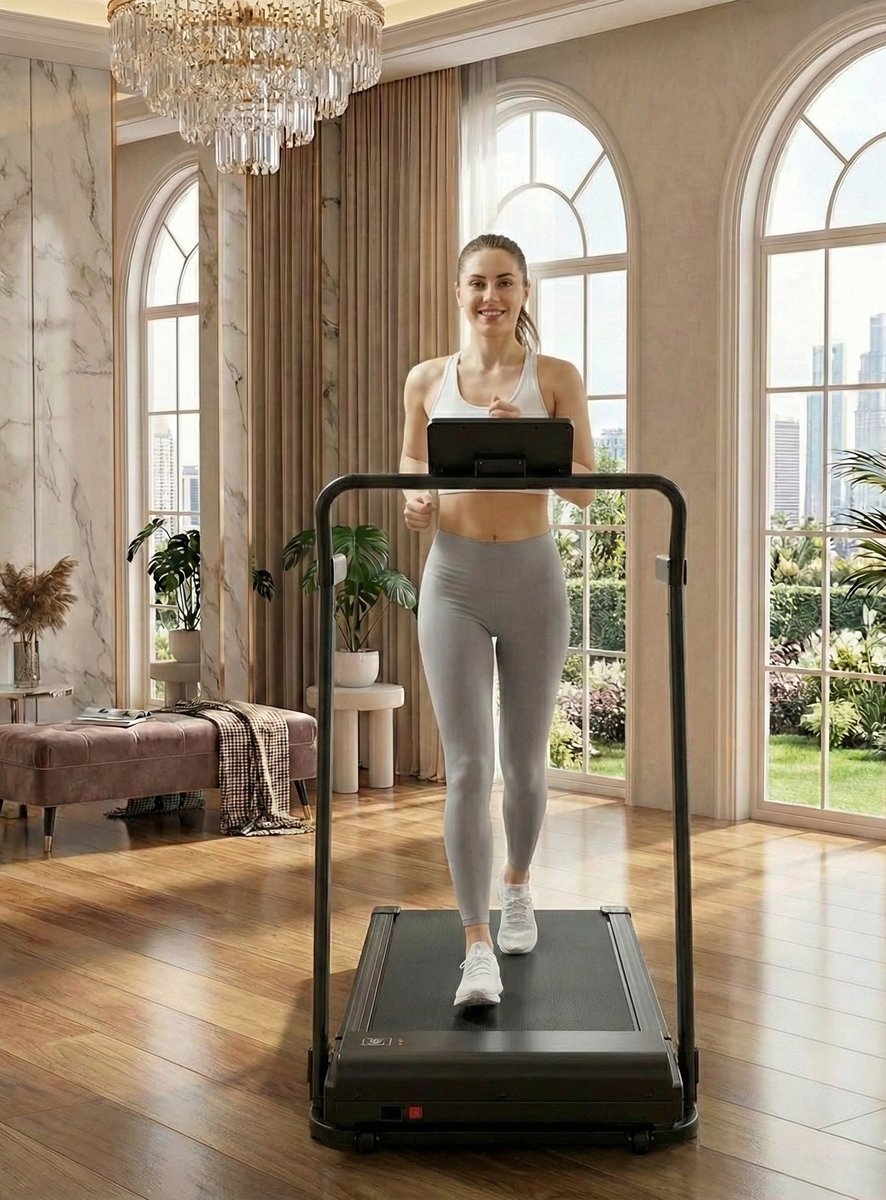 Treadmill RacePro Walking Pad 6% Helling – Inklapbare Loopband voor Thuis en Bureau, 2,5–3 PK, 1–12 km/u, AI-Training via App, Schokabsorberend, Max. 136 kg, LED-Display Designbest