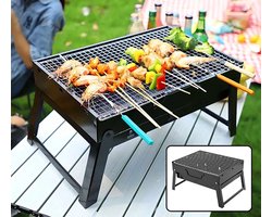 Borvat® Opvouwbare BBQ - Draagbare tafelgrill - Rechthoekig ontwerp - Compact en lichtgewicht - Zwart