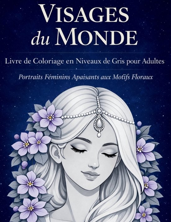 Visages du Monde - Livre de Coloriage en Niveaux de Gris pour Adultes