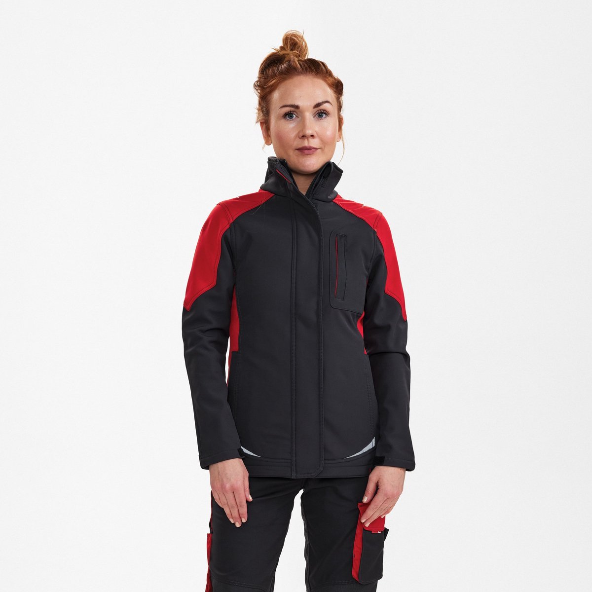 Engel Galaxy softshelljack voor dames 8815-229 - Anthracite Grey / Tomato Red - 3XL