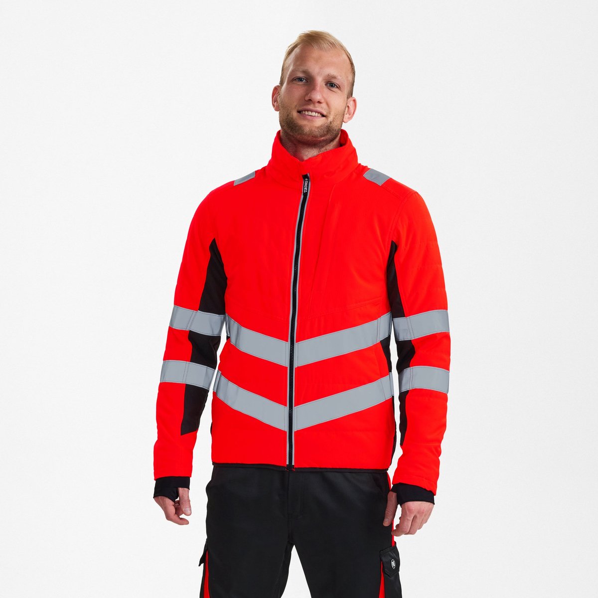 Engel Safety gewatteerde jack 1159-158 - Hi-vis Red / Black - 2XL