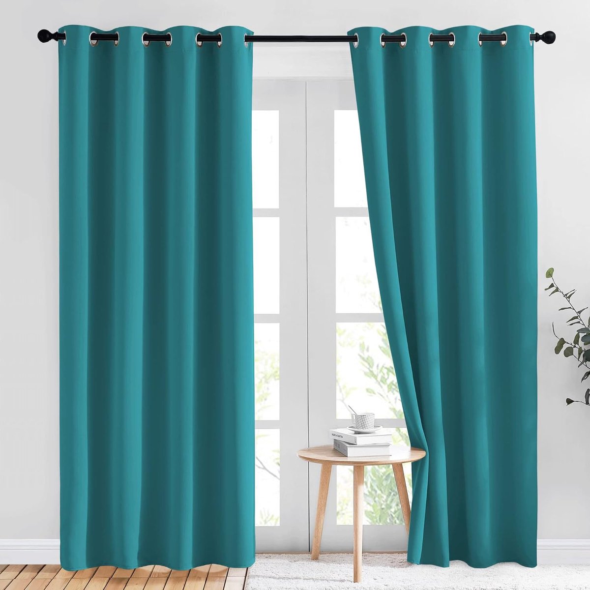 Verduisteringsgordijnen (1 stuk) - met ringen - slaapkamer gordijnen - woonkamer gordijnen - effen kleur - hoogwaardige gordijnen - Turkoois