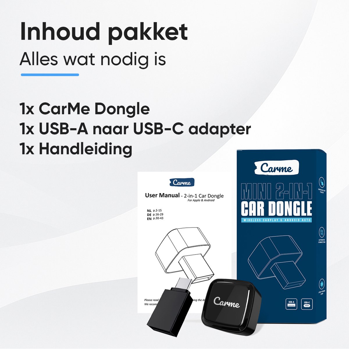 CarMe Ultra Mini 2-in-1 CarPlay Dongle - Draadloos CarPlay & Android Auto - USB-A & USB-C - Android Auto Dongle - Zwart — cadeau in Gadgets - foto 8