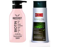 Redist Biotine Volume Shampoo 500 ml + Bioblas Botanic Oils Shampoo voor fijne zwakke en beschadig / droogd haar 360ml Biotine - Volume Shampoo - Redist voor volume - haarverzorging