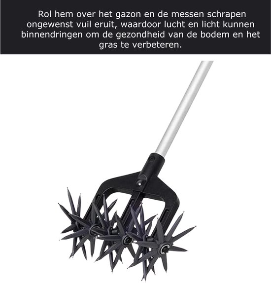 Aurixi® Gazonbeluchter - Gazon Beluchter Met Aanpasbare Grote - Gras Beluchten - Beluchter Met Afneembare Rollen - Gazonverluchter - Zwart - 24cm x 24cm x 24cm van Merkloos	 — afbeelding 3