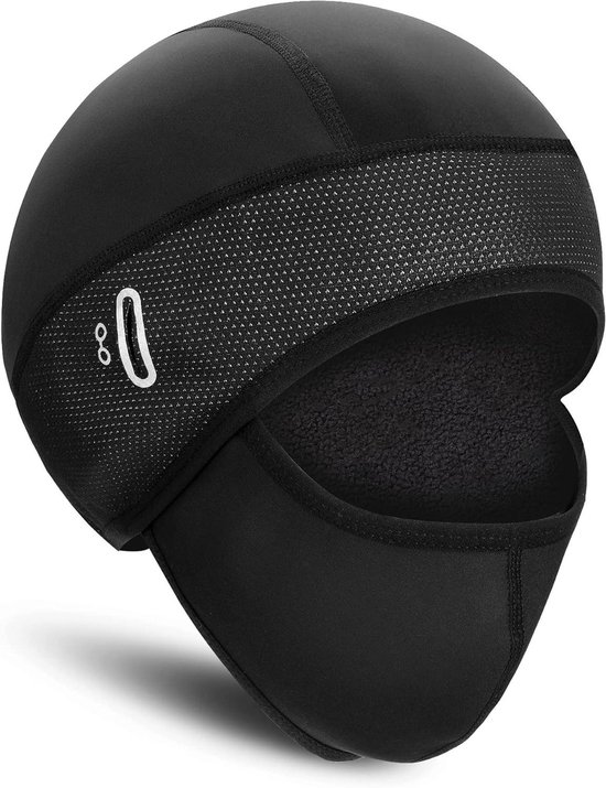 Fietsmuts voor Winter - Winddicht en Waterdicht - Met Gezichtsmasker - Unisex - Geschikt voor Buitenactiviteiten, Skiën en Hardlopen - Zwart - Maat M