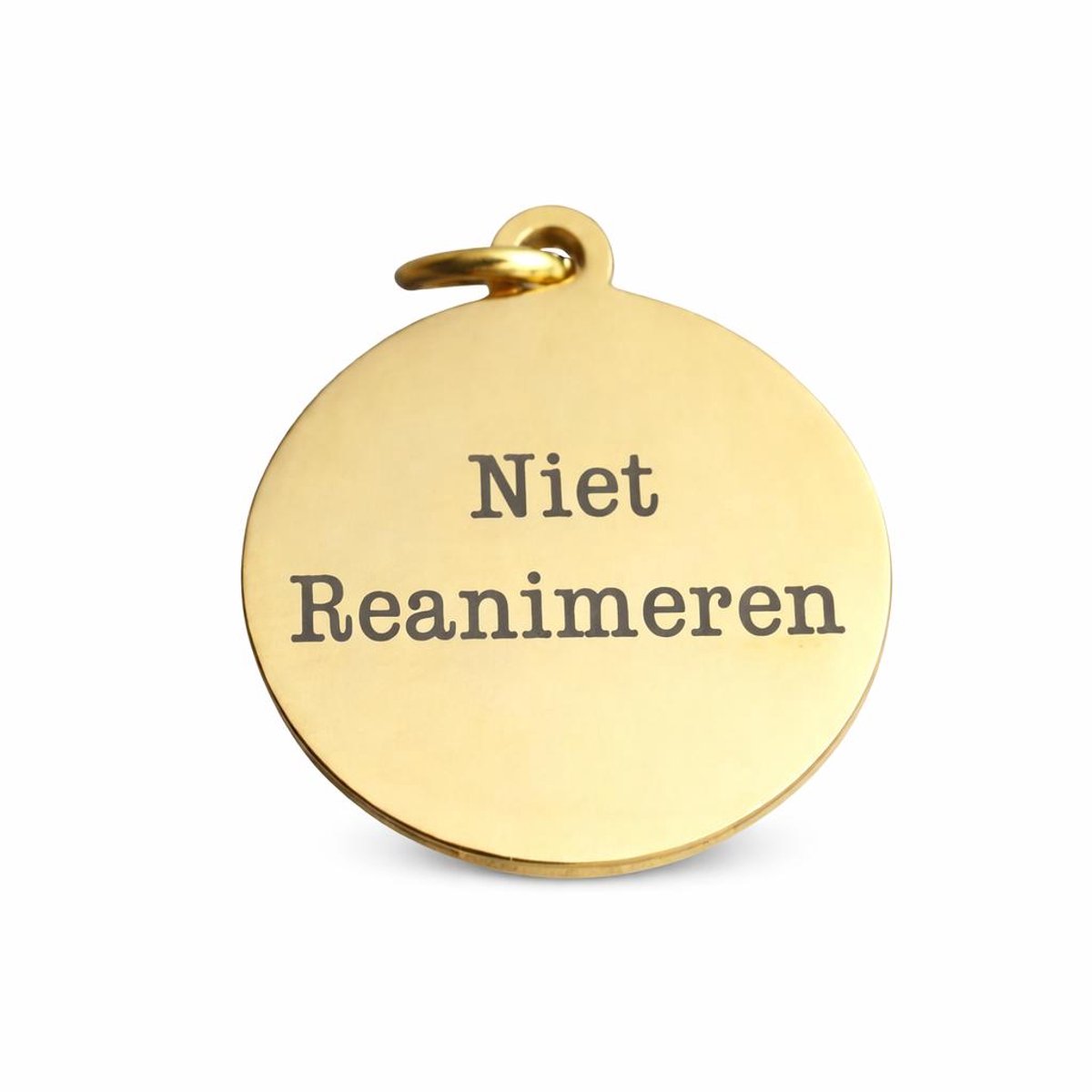 2 Love it Niet Reanimeren - Hanger - Penning - Rond - Stainless steel - 2 cm diameter - Goudkleurig