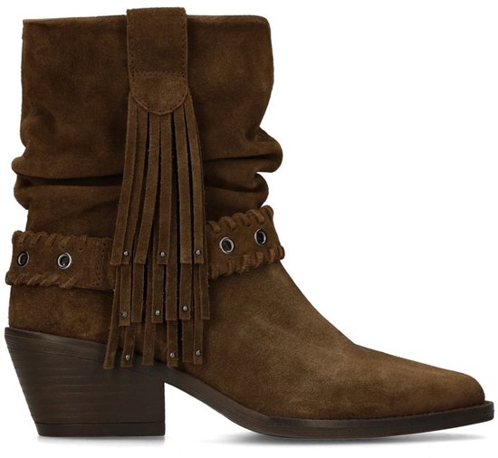 Manfield - Femme - Bottines marron en daim avec détails bohèmes - Taille 42