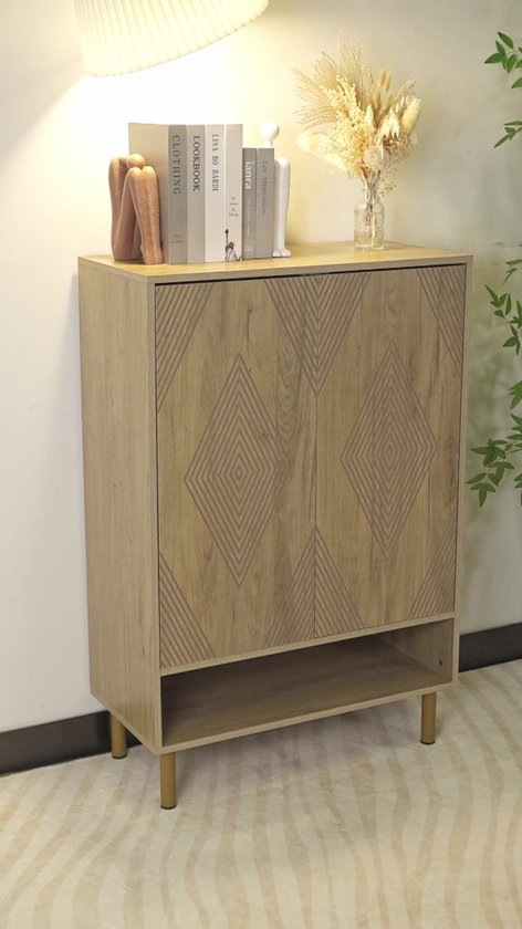 Tribesigns - Étagère à chaussures pratique avec 2 portes - Étagère à chaussures avec 7 niveaux - Meuble à chaussures - Moderne - Bois - 73 x 35 x 115 cm - Marron