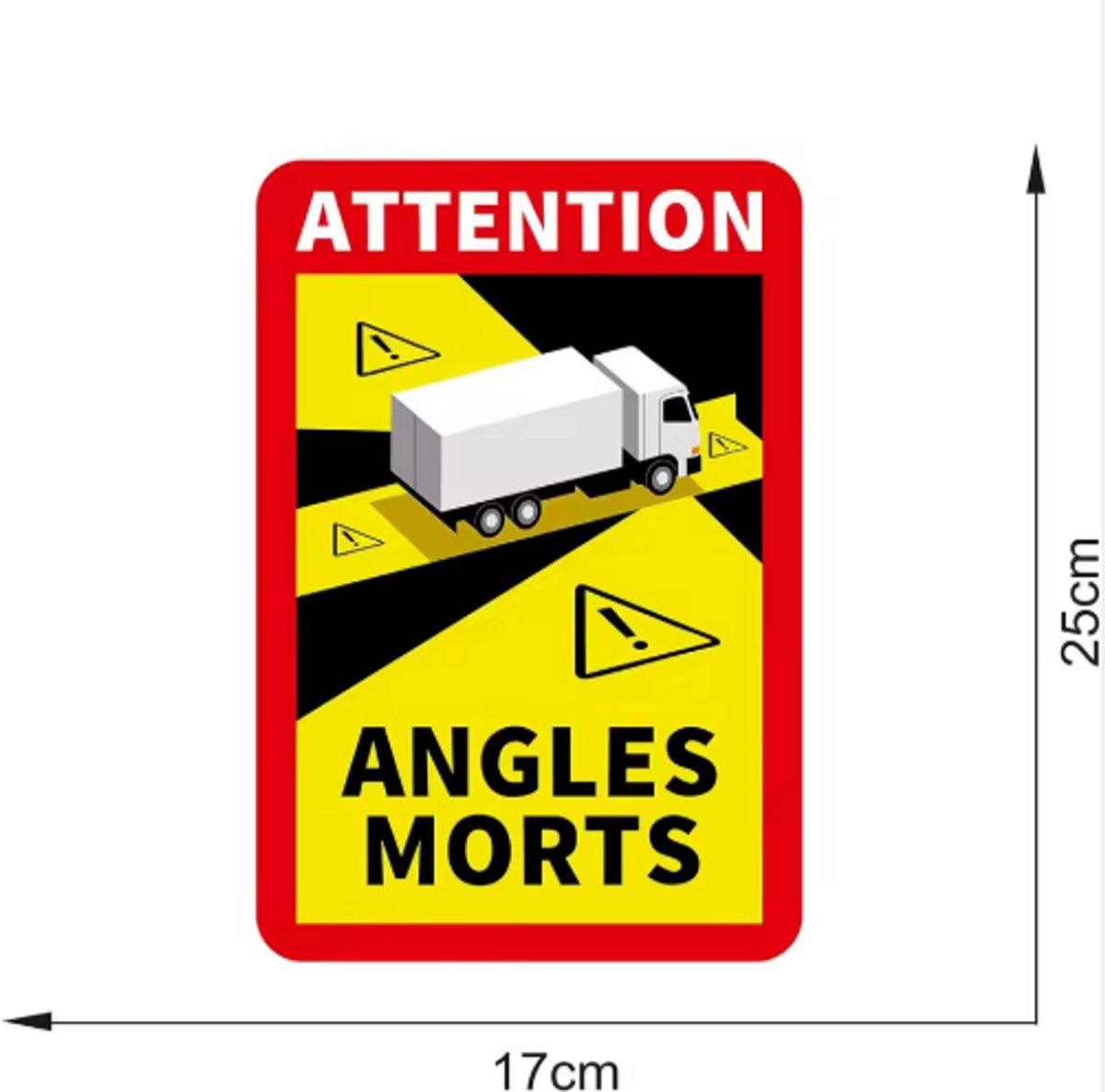 Vrachtwagen Dode Hoek / Angles Morts Stickers – Set van 3 – 25 x 17 cm – Zelfklevend