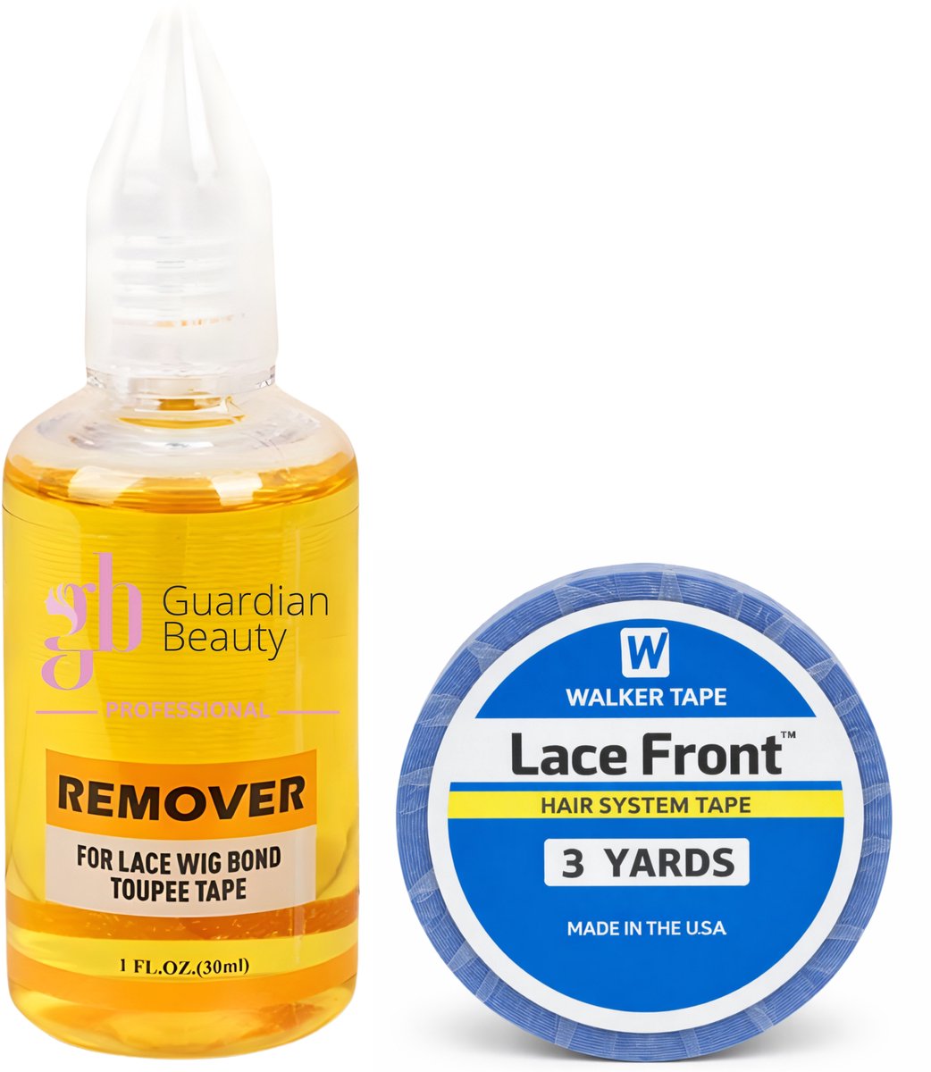 Walker Tape Pruikentape & Guardian Beauty Remover Set - Lace Front - Hair System Tape - 3 yards - 1.9 cm + GB Remover - Geel - For Lace Wig Bond and Toupee Tape - 1 stuk - 30ml - Haarextensions
