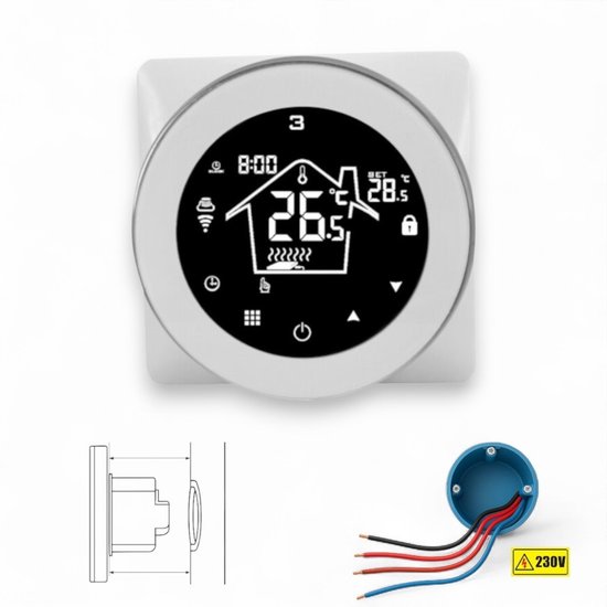Decdeal Kamerthermostaat, smart thermostaat, verwarming, digitaal lcd-display, touch-toets, spraakbediening, programmeerbaar, 0,5 °C nauwkeurigheid (5 A waterverwarming/boiler, 16 A elektrische verwarming, wifi optioneel Decdeal Kamerthermostaat, smart thermostaat, verwarming, digitaal lcd-display, touch-toets, spraakbediening, programmeerbaar, 0,5 °C nauwkeurigheid (5 A waterverwarming/boiler, 16 A elektrische verwarming, wifi optioneel