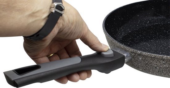 Eurotrail Koekenpan Stone Ø 24 cm - Koekenpan - Gezond Koken - Afneembare Handgreep - Keramische Antiaanbaklaag - Ruimtebesparend van Eurotrail — afbeelding 3
