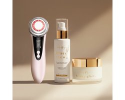 HG Aesthetics Deep Cleanse & Glow Gezichtsverzorgingsset – Foamy Cleanser 125 ml + Ceramide Dagcrème SPF15 50 ml + LED Glow Device – Complete Skincare Routine voor Reiniging, Hydratatie & Glow