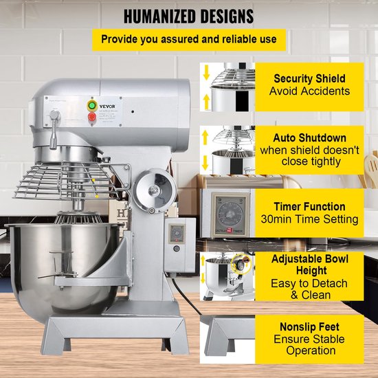 VEVOR Deegmixer Keukenmachine Standmixer CommerciëLe Kneedmachine 15 Qt 600W van Vevor — afbeelding 5