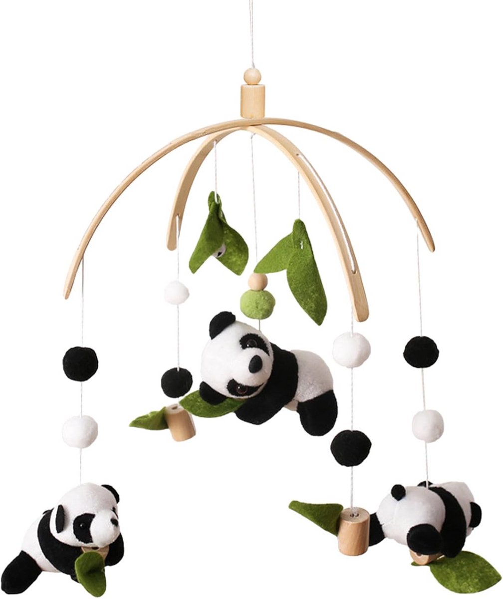 Houten Mobiel met Panda voor Babykamer en Wiegen