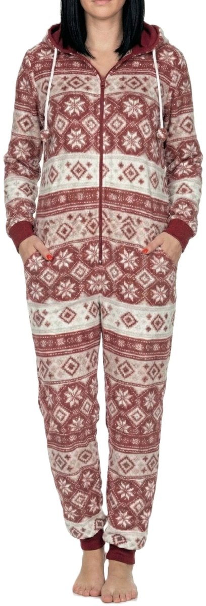 Normann Damespyjama-jumpsuit in Noorse stijl, gemaakt van heerlijk warme koraalfleece.