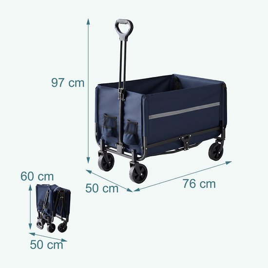 Bolderkar - blauw - 50x97x76 cm - opvouwbaar van Merkloos — afbeelding 4