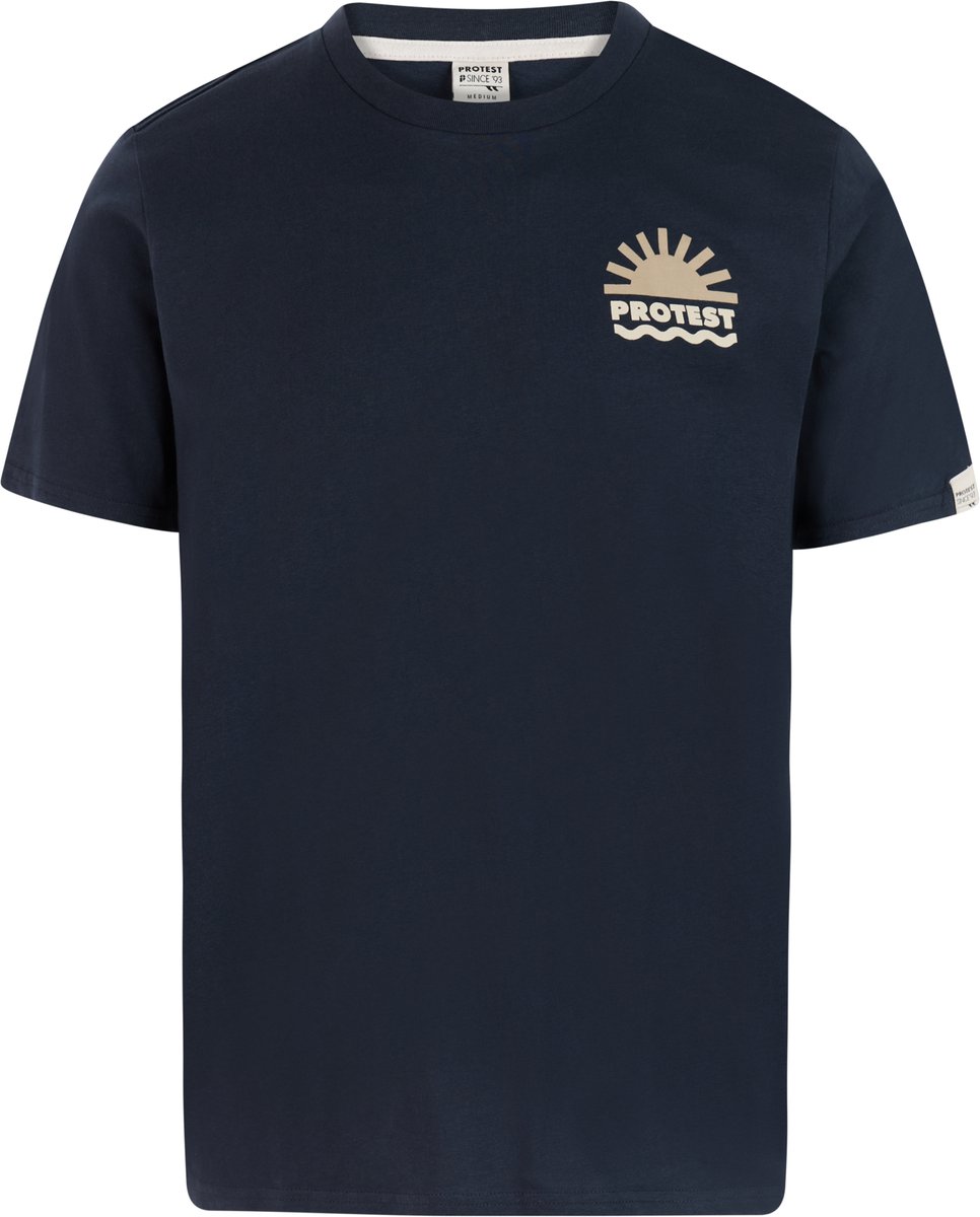 Protest PRTRenhold T-shirt Heren Korte mouwen Ronde hals Normale pasvorm Crème Night Skyblue