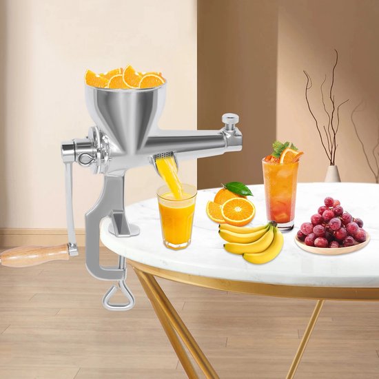 Sensova Handmatige Fruit- en Groenten Pers van Premium 304 RVS en Hout - met Fijnfilter en Tafelklemming - voor Tarwegras, Groenten en Vers Sap - Duurzame Desktop Juicer - met Grote Inlaat en Ergonomische Hendel voor Maximale Sapopbrengst van Sensova — afbeelding 4