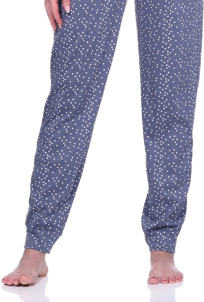 Normann Damespyjamabroek lang mix & match in polka-dot look - ideaal om te combineren blau-melange