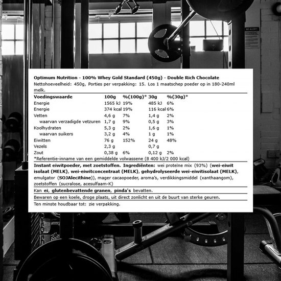 Optimum Nutrition Gold Standard 100% Whey Protein - Double Rich Chocolate - Proteine Poeder - Eiwitshake - 465 gram (15 servings)