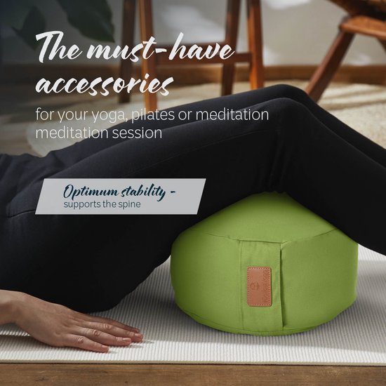#DoYourYoga - Yoga kussen - »Vishnu« - rond meditatiekussen met bio-organische boekweit schalen vulling - H:15cm, diam.30cm -lichtgroen van Merkloos — afbeelding 2
