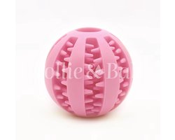 Beloningsbal - Snackbal Lekbal Voerbal - Interactief Spelen - Honden Speeltje - Tanden - Middelgrote en Grote Honden - Sterk - 7 Cm - Roze