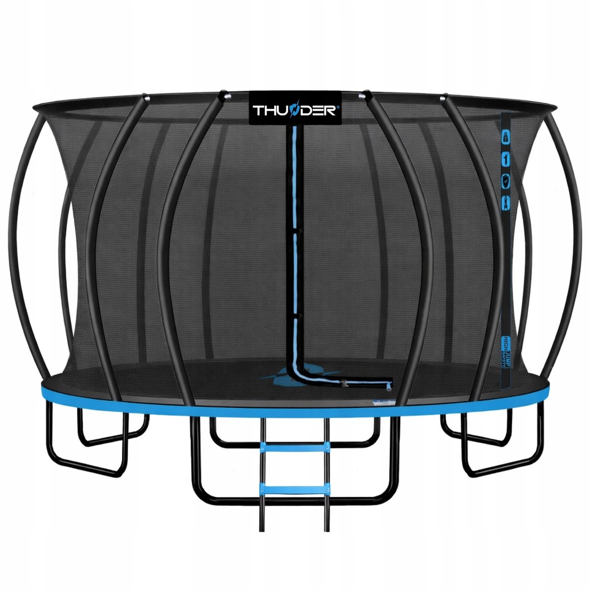 Grote Tuintrampoline 488 cm met Veiligheidsnet en Ladder – Ronde Outdoor Trampoline voor Kinderen en Volwassenen – Max 150 kg – Complete Set blauw
